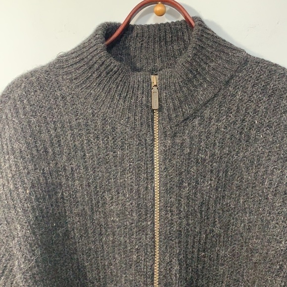 LL Bean Vintage Wool Alpaca Ribbed Thick Knit Zipper Cardigan Jacket Sweater XL - Picture 3 of 17